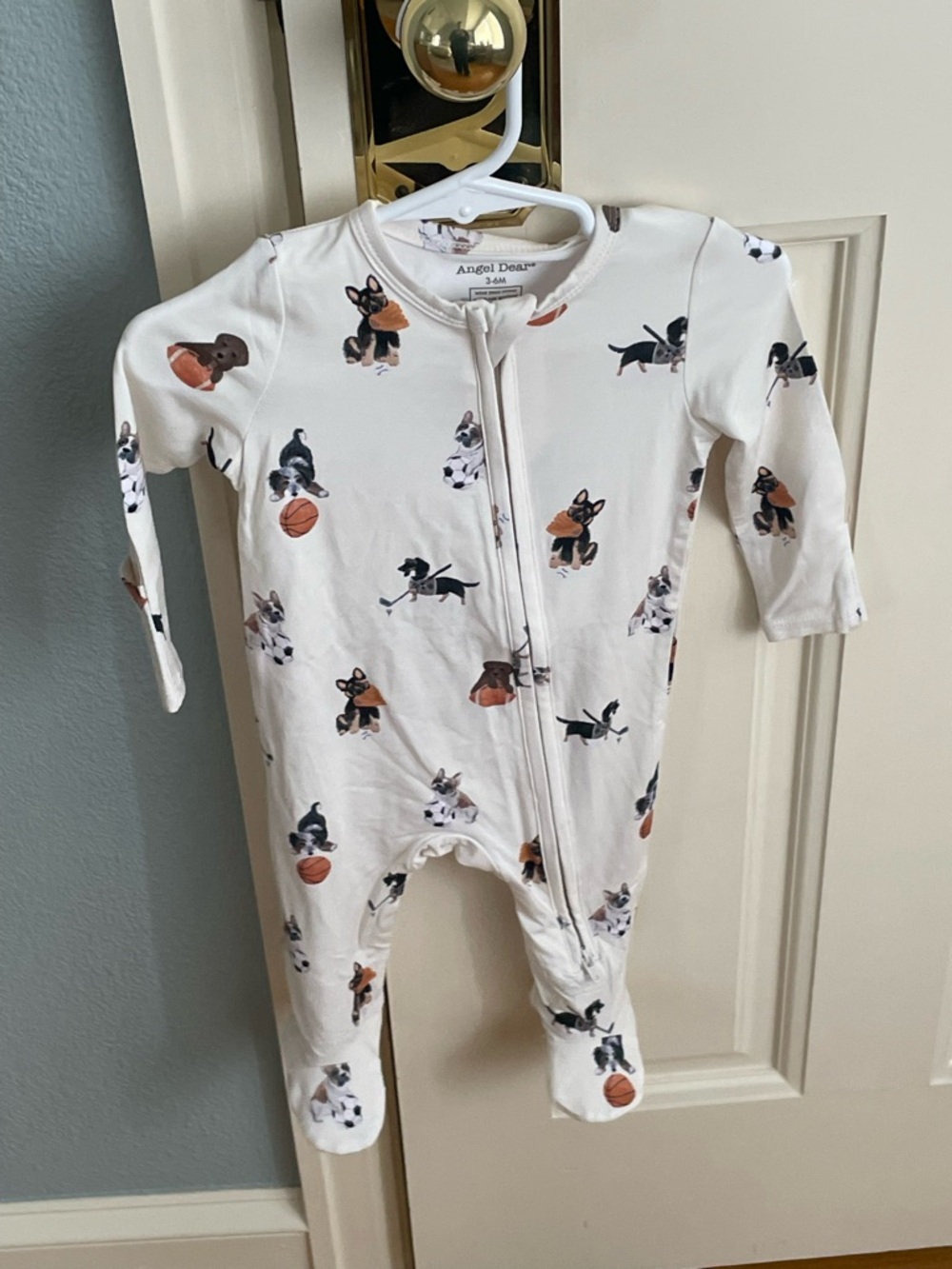 SOLD!!! NWT Angel Dear Bamboo Sporty Puppy Dog Print Footie Pajama Size 3-6M